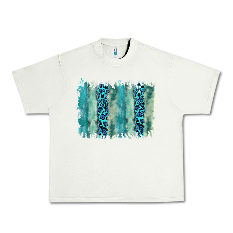 Turquoise Leopard Watercolor Brushstroke Background Urban Heavy Tee by RanaPortraitStore | Teevron