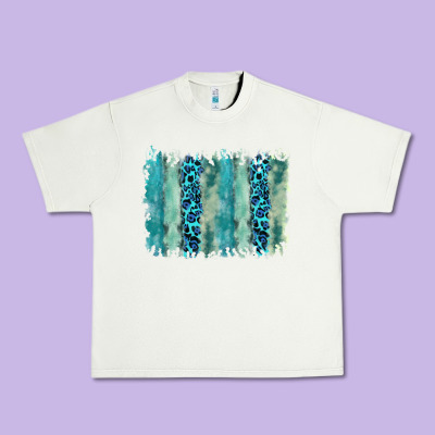 Turquoise Leopard Watercolor Brushstroke Background Urban Heavy Tee Designed By Ranaportraitstore