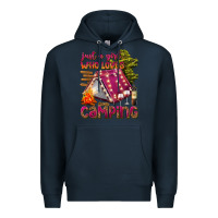 Navy just a girl who loves camping Premium Hoodie - texasbilliewilder