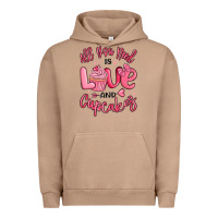 Pigment Burro all you need is love and cupcakes valentines day Urban Hoodie - MaliasSmallBusiness