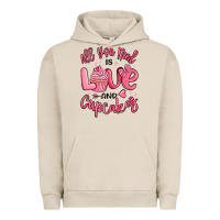 Pigment French Oak all you need is love and cupcakes valentines day Urban Hoodie - MaliasSmallBusiness