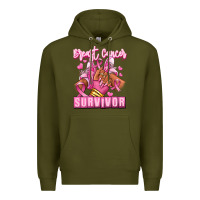 Army Green Breast Cancer survivor afro girl sneakers Premium Hoodie - RanaPortraitStore
