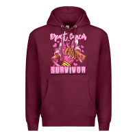 Burgundy Breast Cancer survivor afro girl sneakers Premium Hoodie - RanaPortraitStore