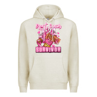 Oatmeal Heather Breast Cancer survivor afro girl sneakers Premium Hoodie - RanaPortraitStore