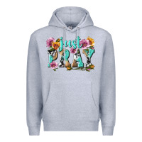 Heather Grey just pray Premium Hoodie - texasbilliewilder