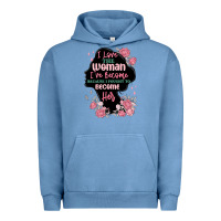 Pigment Pebble Blue i love the woman ive become Urban Hoodie - MaliasSmallBusiness