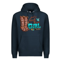 Navy justas malltown girlie Premium Hoodie - texasbilliewilder