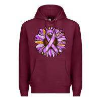 Burgundy Cancer Awareness Sunflower Premium Hoodie - RanaPortraitStore