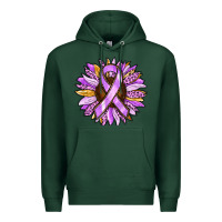 Sports Green Cancer Awareness Sunflower Premium Hoodie - RanaPortraitStore
