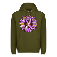 Army Green Cancer Awareness Sunflower Premium Hoodie - RanaPortraitStore