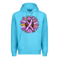 Ocean Blue Cancer Awareness Sunflower Premium Hoodie - RanaPortraitStore