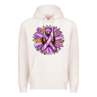 Pale Pink Cancer Awareness Sunflower Premium Hoodie - RanaPortraitStore