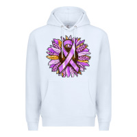 White Cancer Awareness Sunflower Premium Hoodie - RanaPortraitStore