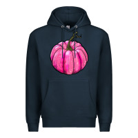 Navy Breast Cancer Awareness Pink Pumpkin Premium Hoodie - RanaPortraitStore