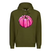 Army Green Breast Cancer Awareness Pink Pumpkin Premium Hoodie - RanaPortraitStore