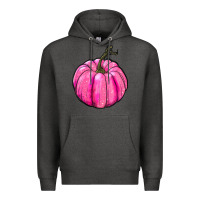 Charcoal Heather Breast Cancer Awareness Pink Pumpkin Premium Hoodie - RanaPortraitStore