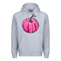 Heather Grey Breast Cancer Awareness Pink Pumpkin Premium Hoodie - RanaPortraitStore