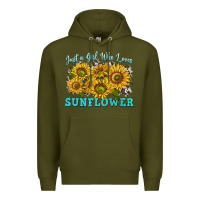 Army Green just a girl who loves sunflower Premium Hoodie - texasbilliewilder