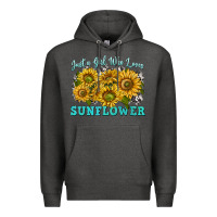 Charcoal Heather just a girl who loves sunflower Premium Hoodie - texasbilliewilder