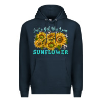 Navy just a girl who loves sunflower Premium Hoodie - texasbilliewilder