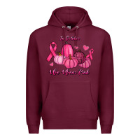 Burgundy In October We Wear Pink Pumpkins Premium Hoodie - RanaPortraitStore
