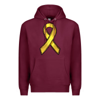 Burgundy Gold Cancer ribbon Premium Hoodie - RanaPortraitStore