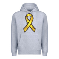 Heather Grey Gold Cancer ribbon Premium Hoodie - RanaPortraitStore