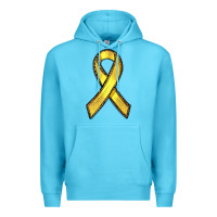 Ocean Blue Gold Cancer ribbon Premium Hoodie - RanaPortraitStore