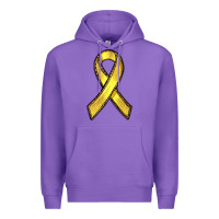 Purple Gold Cancer ribbon Premium Hoodie - RanaPortraitStore