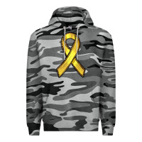 Slate Camo Gold Cancer ribbon Premium Hoodie - RanaPortraitStore