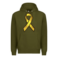 Army Green Gold Cancer ribbon Premium Hoodie - RanaPortraitStore