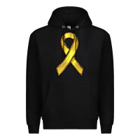 Black Gold Cancer ribbon Premium Hoodie - RanaPortraitStore