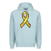Blue Mist Gold Cancer ribbon Premium Hoodie - RanaPortraitStore