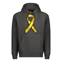 Charcoal Heather Gold Cancer ribbon Premium Hoodie - RanaPortraitStore