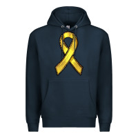 Navy Gold Cancer ribbon Premium Hoodie - RanaPortraitStore
