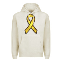 Oatmeal Heather Gold Cancer ribbon Premium Hoodie - RanaPortraitStore