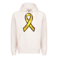 Pale Pink Gold Cancer ribbon Premium Hoodie - RanaPortraitStore