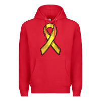Red Gold Cancer ribbon Premium Hoodie - RanaPortraitStore