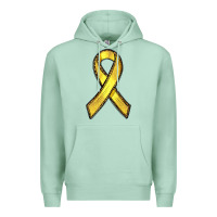 Seafoam Gold Cancer ribbon Premium Hoodie - RanaPortraitStore