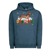Pigment Midnight Navy dachshund through the snow Urban Hoodie - MaliasSmallBusiness