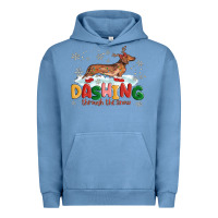Pigment Pebble Blue dachshund through the snow Urban Hoodie - MaliasSmallBusiness