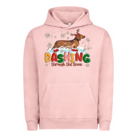 Pigment Salmon dachshund through the snow Urban Hoodie - MaliasSmallBusiness