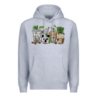 Heather Grey koala coffee cups Premium Hoodie - texasbilliewilder