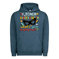 Pigment Midnight Navy i teach kindergarten whats your superpower Urban Hoodie - MaliasSmallBusiness