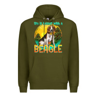 Army Green life is better with a beagle Premium Hoodie - texasbilliewilder