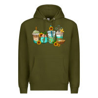 Army Green jesus coffee cups Premium Hoodie - AdoDesignShop
