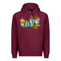 Burgundy jesus coffee cups Premium Hoodie - AdoDesignShop