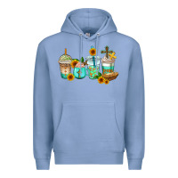Colony Blue jesus coffee cups Premium Hoodie - AdoDesignShop
