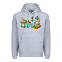 Heather Grey jesus coffee cups Premium Hoodie - AdoDesignShop