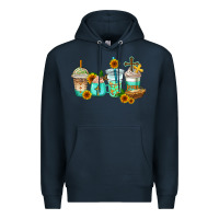 Navy jesus coffee cups Premium Hoodie - AdoDesignShop